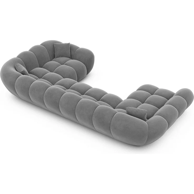 Sofa Dreams Wohnlandschaft Maleron U Form Design Stoffsofa, Stoff Polsterecke, 6-Sitzer, Ottomane rechts, Samtstoff Dunkelgrau – Bild 3