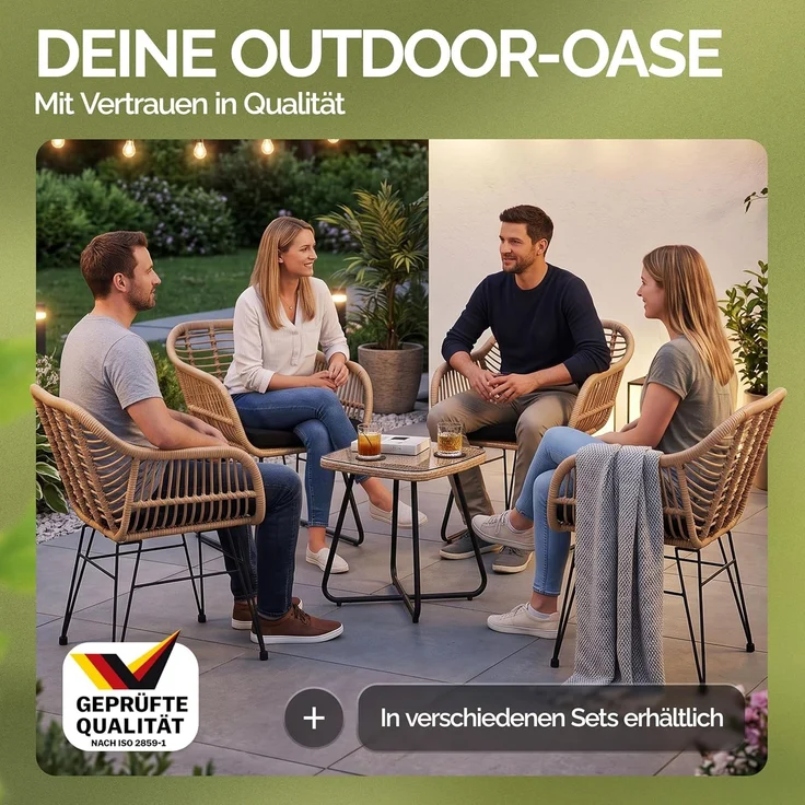 CASARIA® Korbsessel Gartenstühle 2er Set Bali Polyrattan – Bild 9