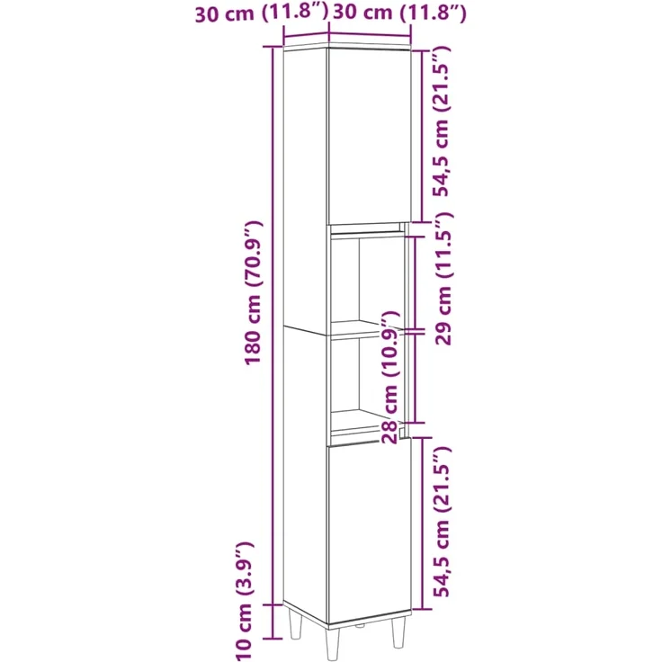 vidaXL Badschrank Sonoma-Eiche 30x30x190 cm Holzwerkstoff 849657 – Bild 9