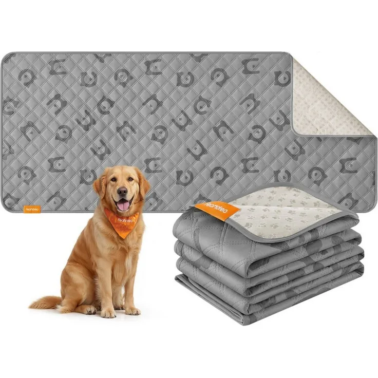 Feandrea Wasserdichte Hundedecke, Decke, 135 x 76 cm, Autoschondecke für Haustiere, Sofaschutz, maschinenwaschbar, rutschfeste Unterseite, Stepp-Design, taubengrau
