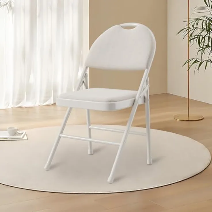 GarveeHome 2/4er Set Klappstühle Mit Polster & Rutschfesten Füßen | Faltbare Metallstühle Für Zuhause, Büro & Events | Platzsparende Stapelstühle Für Innen & Außen – Grau, Beige, Rot
