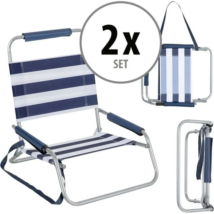 Stagecaptain Klappstuhl Strandstuhl klappbar leicht mit Schultergurt und Rückenlehne (2 St), Niedrige Sitzhöhe - alles griffbereit am Boden – Bild 4