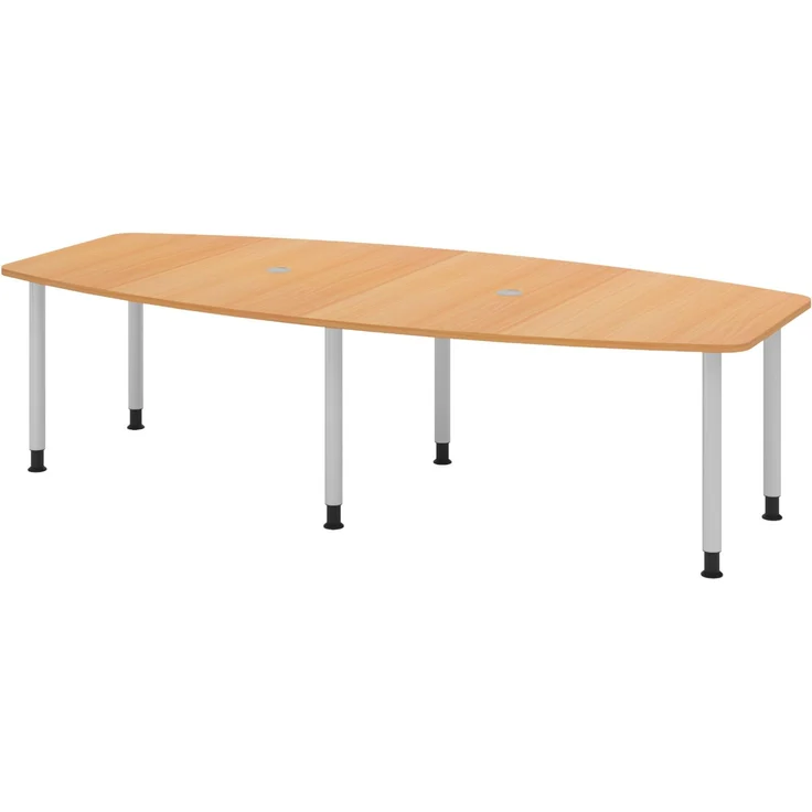 bümö Konferenztisch oval 280x130 cm in Buche, Tischfüße in Silber - Großer Besprechungstisch, Meetingtisch für 10 Personen, XXL-Tisch für Konferenzraum, Meeting & Besprechungsraum, KT28C-6-S – Bild 1