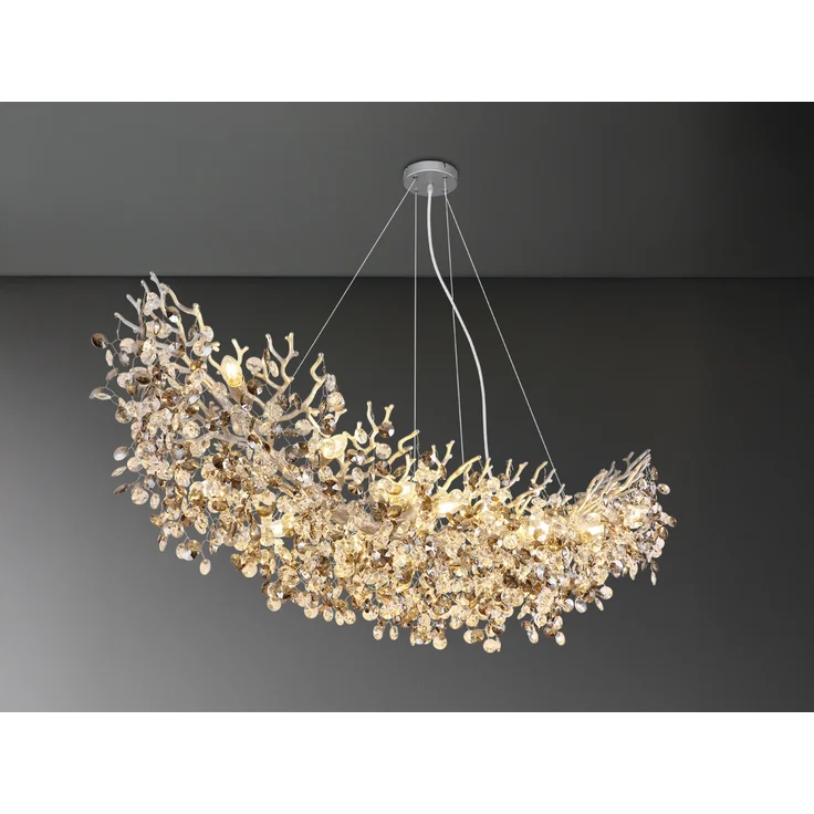 XXL LED Kronleuchter Silber 16-flammig mit Glas Kristall 2-farbig, Breite 150cm – Bild 1