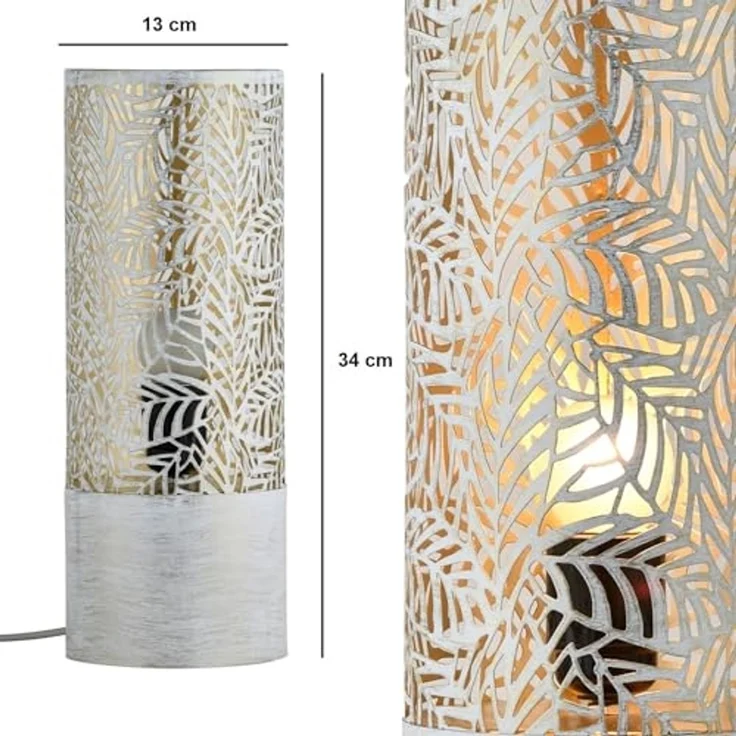 Marrakesch Orient & Mediterran Interior Nachttischlampe Boho Deko Tischlampe Nachttischlampe Lampe Verdure Klein Weiss, E27 – Bild 6