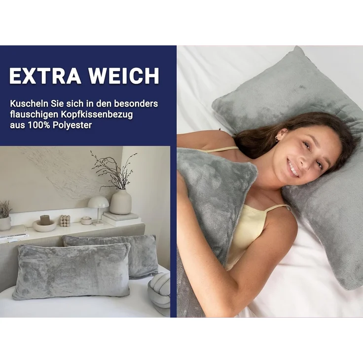 ZOLLNER Kissenbezug, (2 Stück), 40 x 80 cm, 100% Polyester, vom Hotelwäschespezalisten – Bild 4
