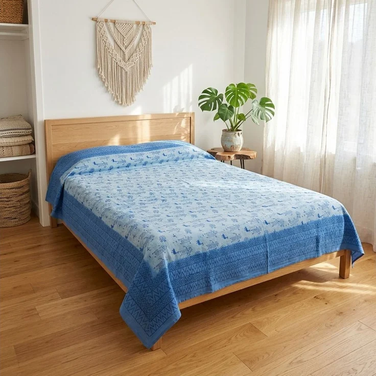Guru-Shop Tagesdecke Blockdruck Tagesdecke, Bett & Sofaüberwurf,.. – Bild 2