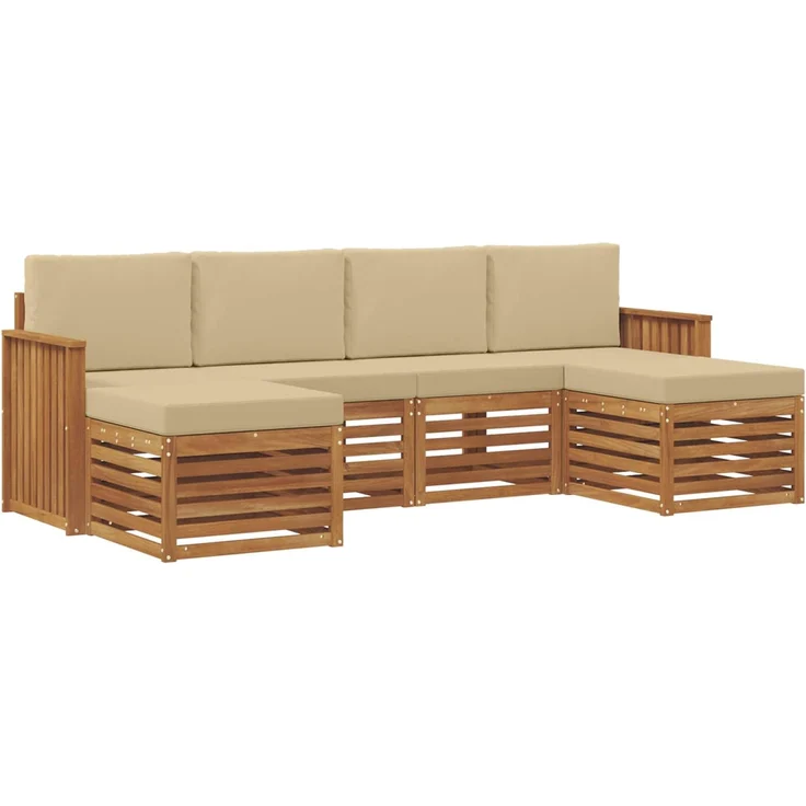 vidaXL Outdoor-Sofagarnitur 6 stk. 6-Sitzer Natur und Beige 3375248 – Bild 2