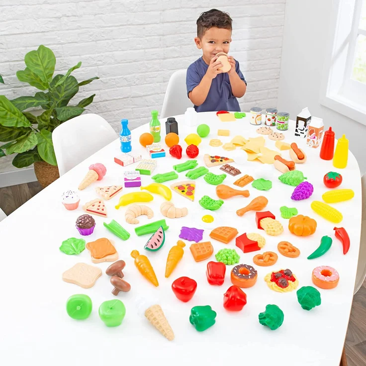 KidKraft 63330 Spielzeug-Lebensmittel Spiellebensmittel Deluxe Tasty Treats, 115 Teile und Zubehör für Spielküchen, Bunt – Bild 2