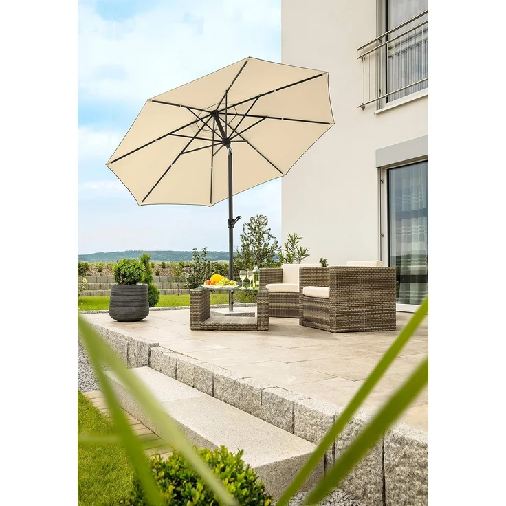 Schneider Alu/Stahl Kurbelschirm Adria 300cm Knicker Stock 48mm PES natur – Bild 2