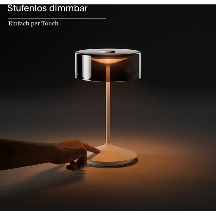 SIGOR LED Tischleuchte Akku-Glasleuchte NUMOTION graphitgrau, Dimmbar, LED fest integriert, Warmweiß – Bild 3