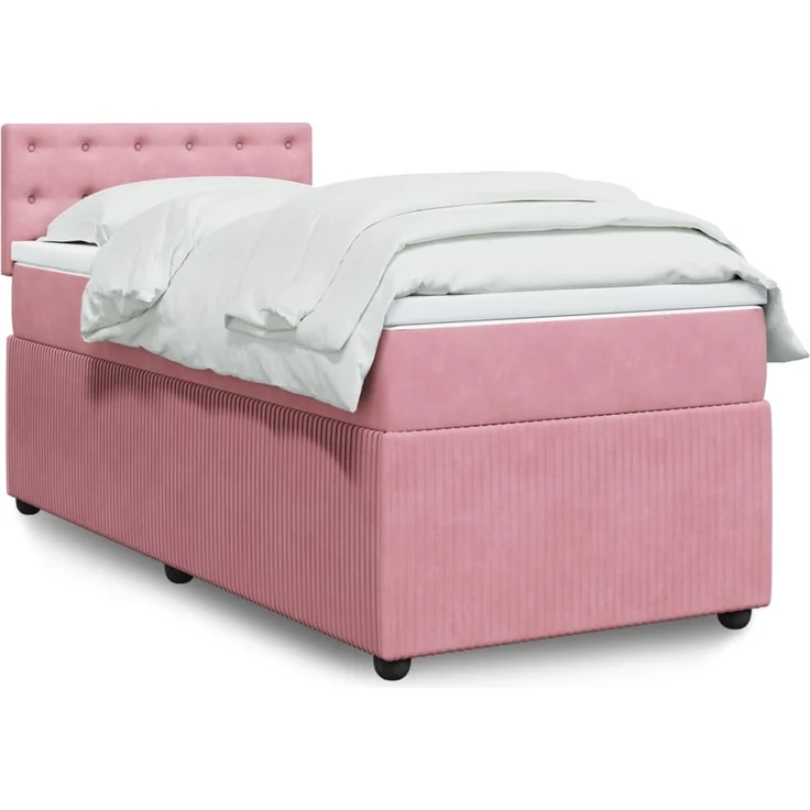 vidaXL Boxspringbett mit Matratze Rosa 100x200 cm Samt 3287679 – Bild 1