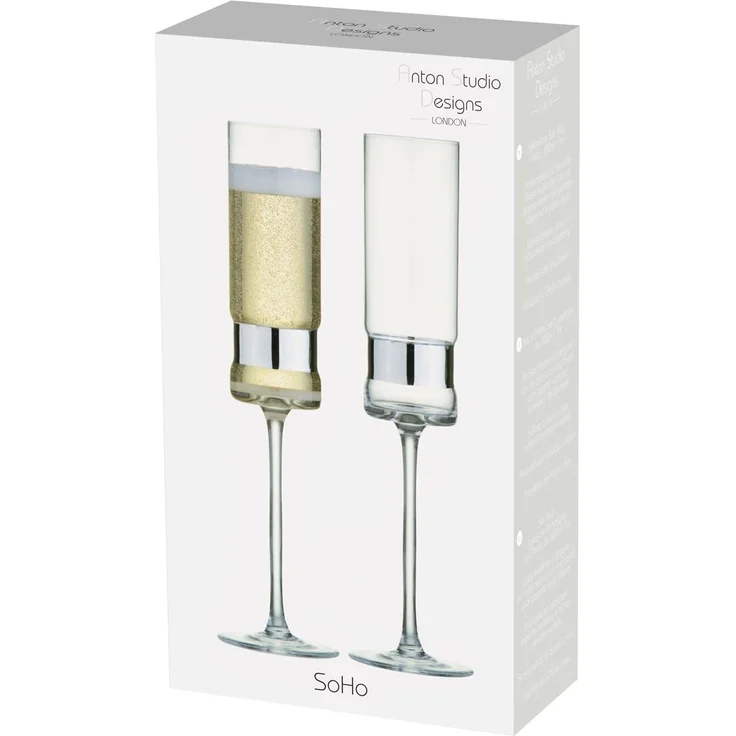 2er Set Anton Studio Designs SoHo Champagnerflöten Sektgläser silber – Bild 4