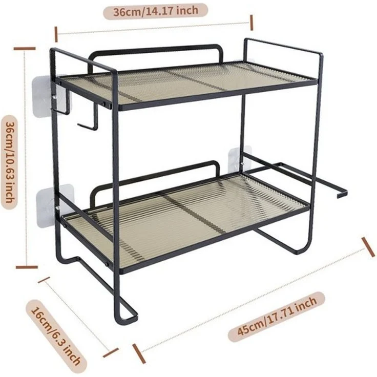 GarveeMore Badregal Neu Über der Toilette Lagerung Regal, 2-Tier Bad Lagerung Organizer, Mit Papierhalter und 2 Haken platzsparendes Metallregal zur Aufbewahru – Bild 2