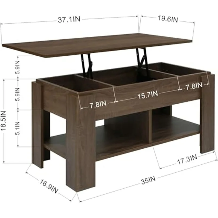 FurnitureR Moderner Couchtisch in Holzmaserung mit griffloser Schublade & klarer Linienführung für Wohnzimmer – Bild 3