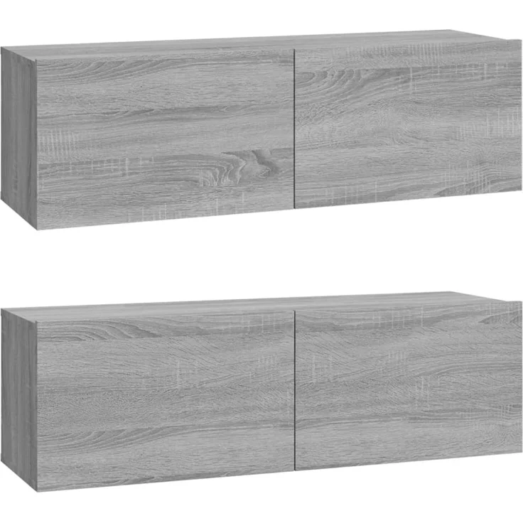 4-tlg. TV-Schrank, Fernsehschrank Grau Sonoma Holzwerkstoff – Bild 5