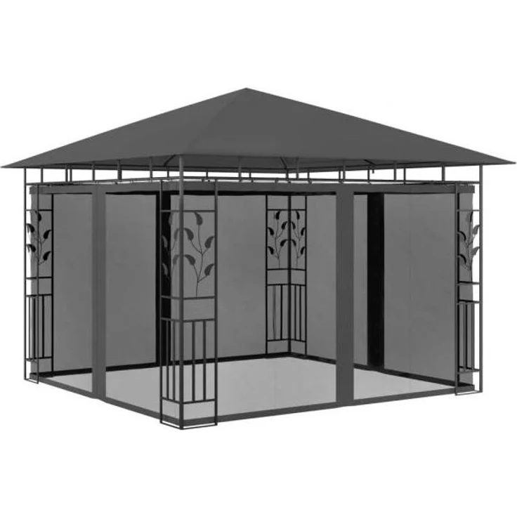 vidaXL Pavillon mit Moskitonetz & LED-Lichterkette 3x3x2,73m Anthrazit 3070316 – Bild 3
