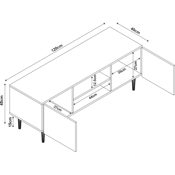 Fernsehtisch Starvili mit 2 Türen 120x40x45 cm Rostfarben [en. casa] – Bild 4