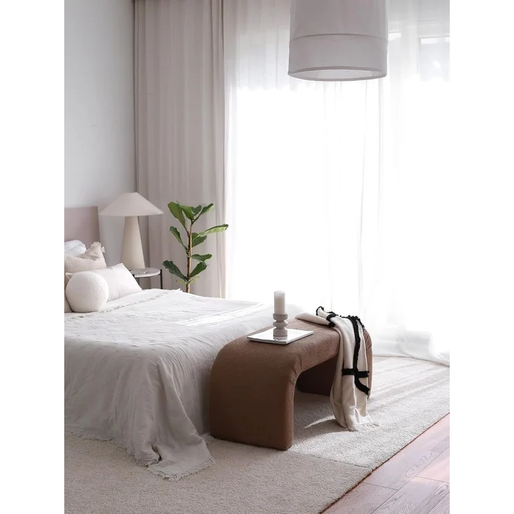 Atelier Del Sofa Stylish Pouffe with Beech Frame, 106 x 45 x 46 cm, 100% Polyester Teddy Fabric, Elegant Brown Color | Perfect for Living Room & Bedroom Decor – Bild 4