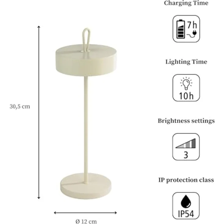 APS CLEO LED-Akku-Tischleuchte, dimmbar, 2,5 W, weiß, mit einstellbarer Farbtemperatur und bis zu 10 Stunden Akkulaufzeit – Bild 4