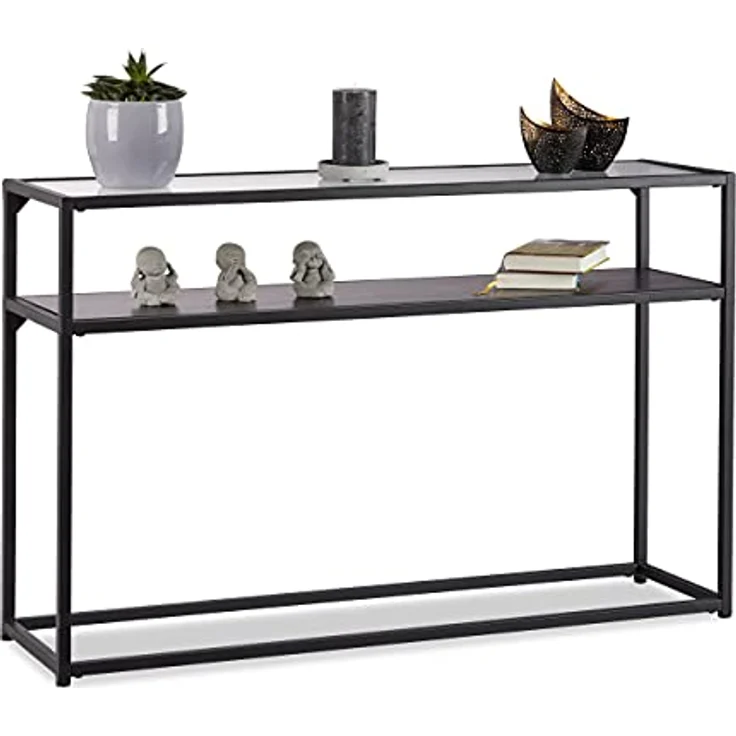 Schwarzer Konsolentisch mit Glasplatte – Bild 2