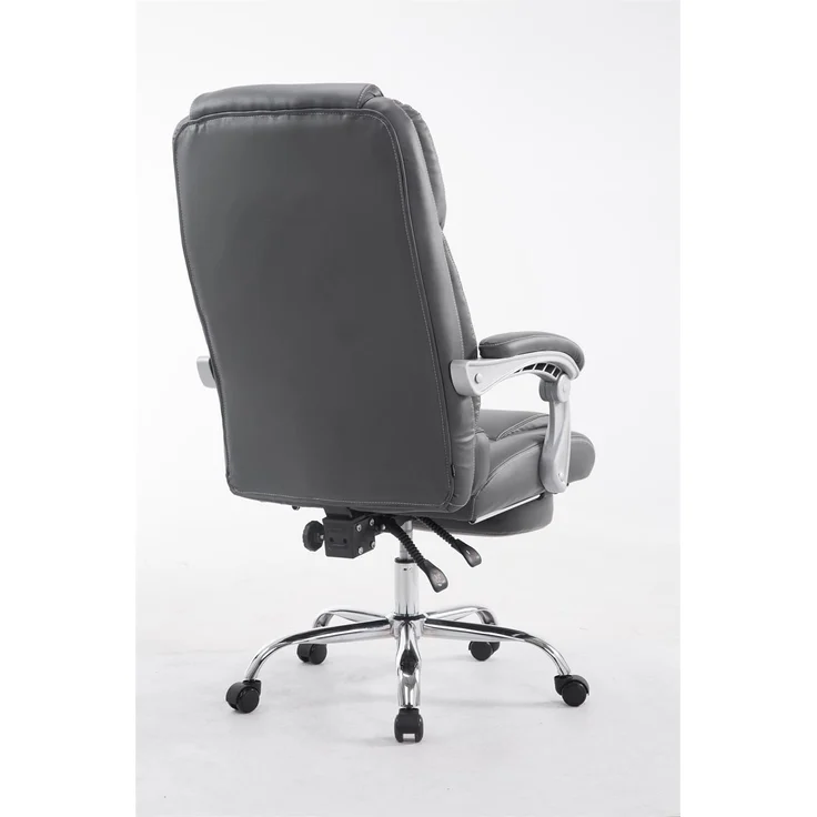 DELUKE® Bürostuhl MIAMI - 118x68x64, Grau Kunstleder Metall in Chromoptik Gestell ergonomische Bürostühle Homeoffice Stuhl mit Rollen – Bild 4