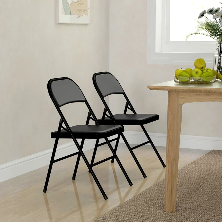 HOMCOM Klappstühle, Kunstleder, Stahl, Schwarz, 45L x 46B x 78H cm – Bild 9