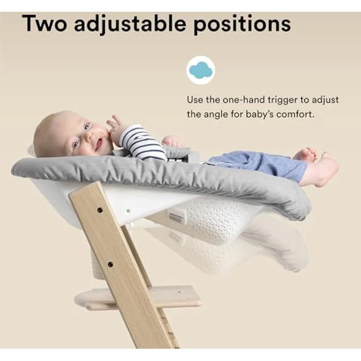 Tripp Trapp Stuhl von Stokke (Natural) mit Newborn Set (Grey) - Für Neugeborene bis zu 9 kg - Gemütlich, sicher & einfach zu verwenden – Bild 7
