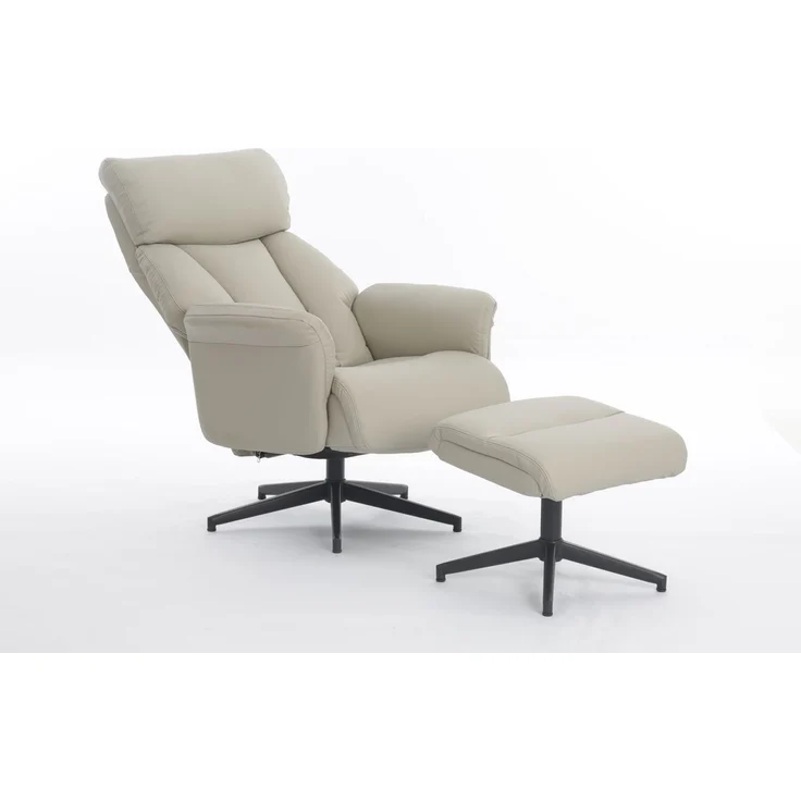 Gepolsteter Relaxsessel mit Hocker, - Beige – Bild 7