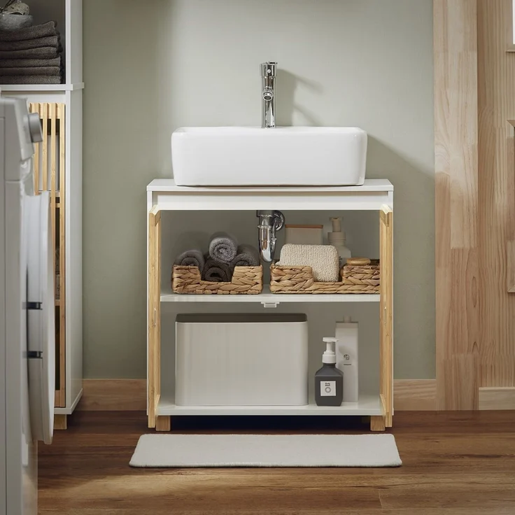 SoBuy BZR125-W Waschbeckenunterschrank, MDF, Lackiert, Weiß, 60 x 60 x 33 cm – Bild 7