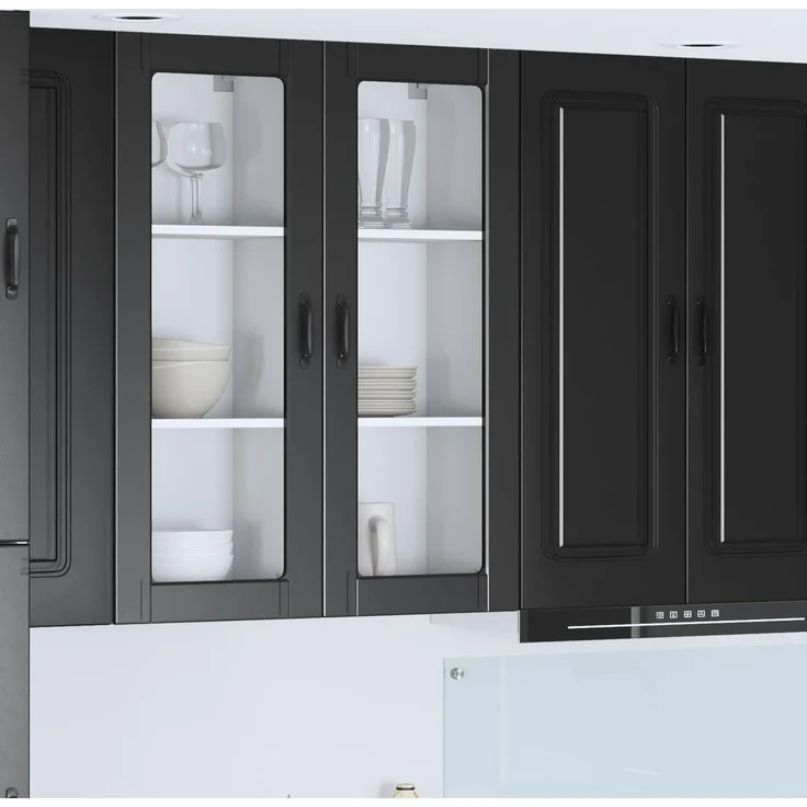 vidaXL Wandglas-Schrank PORTO Schwarz 40 x 31 x 100 cm Holzwerkstoff 885446 – Bild 1