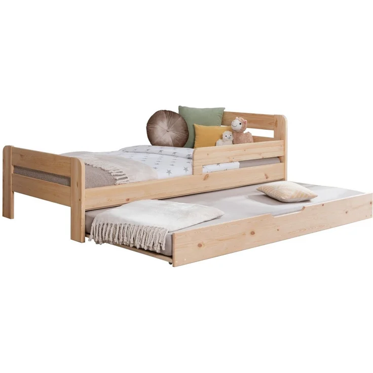 Ticaa Bettgestell Einzelbett Kinderbett Jugendbett "Bennet" mit, Einzelbett inkl. Rausfallschutz – Bild 1