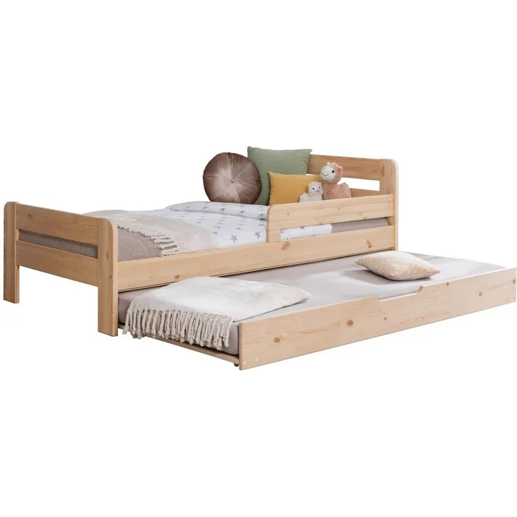 Ticaa Bettgestell Einzelbett Kinderbett Jugendbett "Bennet" mit, Einzelbett inkl. Rausfallschutz