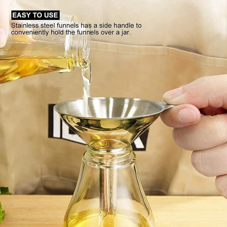 Walfos® Edelstahl Trichter 3 Stück Mini Trichter Küche Flüssigkeit Umfüllen – Bild 2