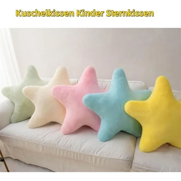 38 cm Kuschelkissen Kinder Sternkissen Weiche Flauschige Sternform Zierkissen Sofakissen, Plüsch Kissen Dekokissen für Kinderzimmer Schlafzimmer Deko (Rot) – Bild 6