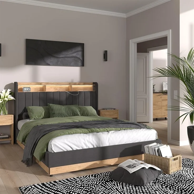 Polsterbett Nura Anthrazit 160x200 cm mit 4 Schubladen Vitalispa – Bild 2