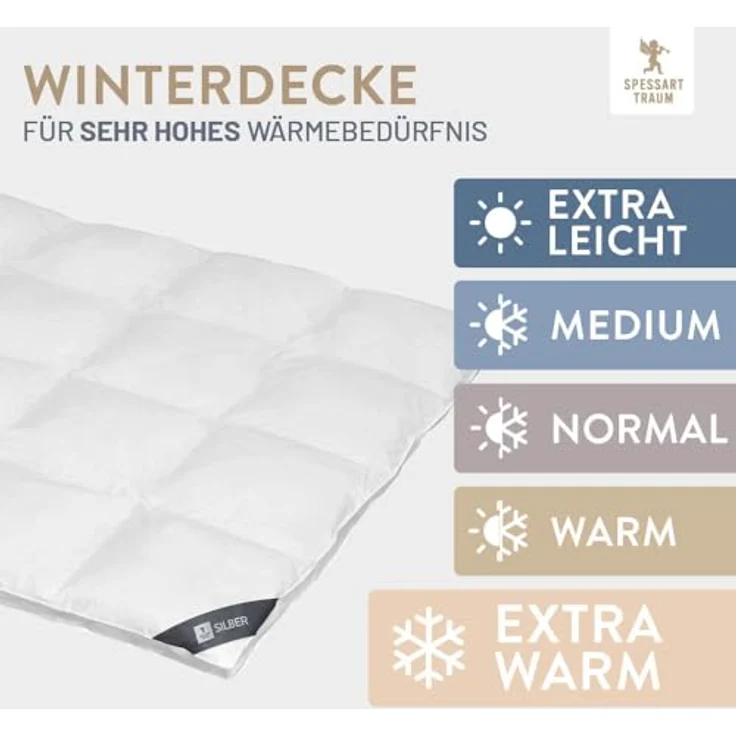 Spessarttraum Daunen Kassettendecke Silber extra warm, Füllung: 100% Daunen|155x220 cm – Bild 5