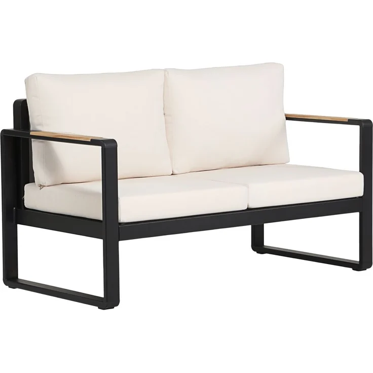 12tlg. Gartenmöbel Lounge-Set aus Aluminium - Schwarz mit Teakholz – Bild 8