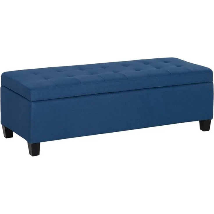 HOMCOM Sitzbank mit Deckel, Leinenoptik (Bettbank, 1-St, Polsterbank mit Stauraum), für Wohnzimmer, Schlafzimmer, Blau, 125 x 49 x 41,5 cm – Bild 4