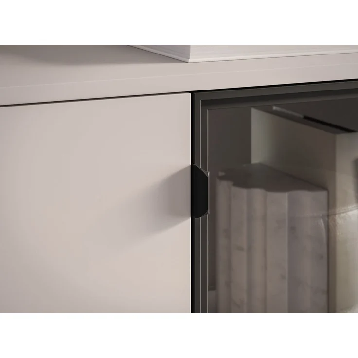 Selsey 'Barnee' - TV-Lowboard mit beleuchteter Glasvitrine, Kaschmirgrau, 160 cm – Bild 10