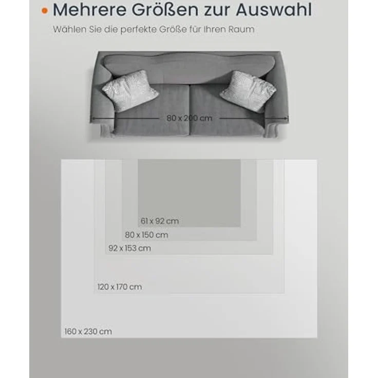 Songmics HOME Teppich, 80x150 cm, Wohnzimmerteppich, Rutschfester Teppich, traditioneller Vintage-Stil, für Wohnzimmer, Küche, Flur, Esszimmer, maschinenwaschbar, Taubengrau – Bild 5