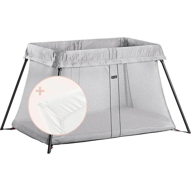 BABYBJÖRN Reisebett Light mit Spannbetttuch, Silber