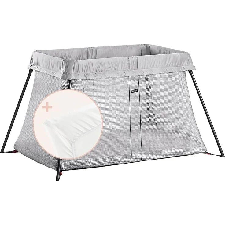 BABYBJÖRN Reisebett Light mit Spannbetttuch, Silber