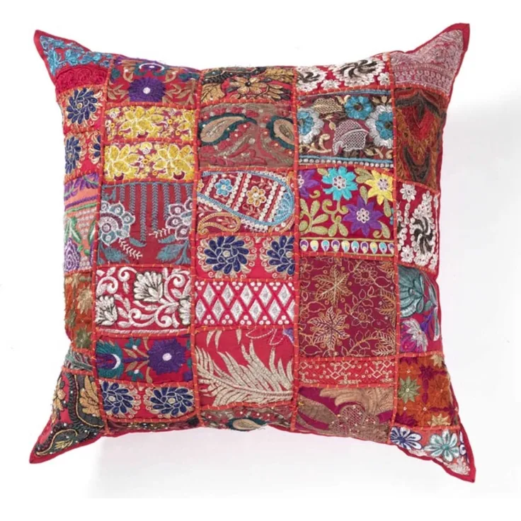 Indisches Patchwork Kissen Mar Rot