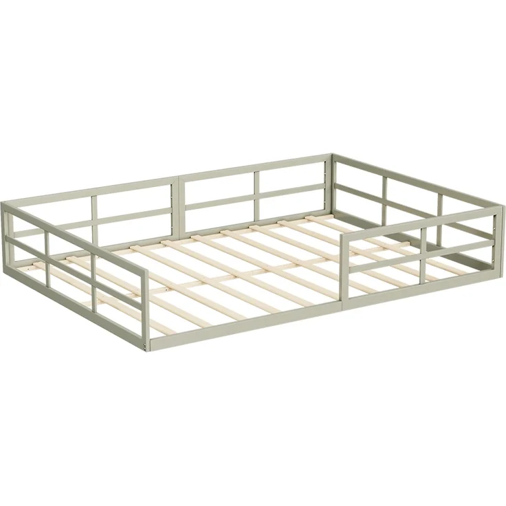 Bodenbett aus Metall Minno Greige 205 x 145 cm ohne Matratze Vitalispa – Bild 1