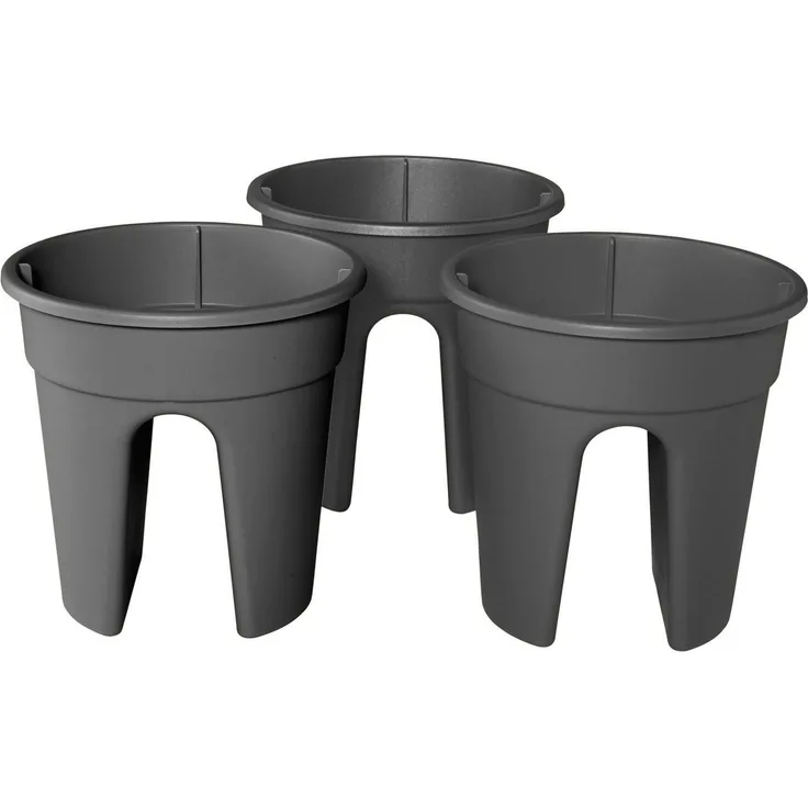 Flowerclip Blumentöpfe, 3er Set, anthrazit
