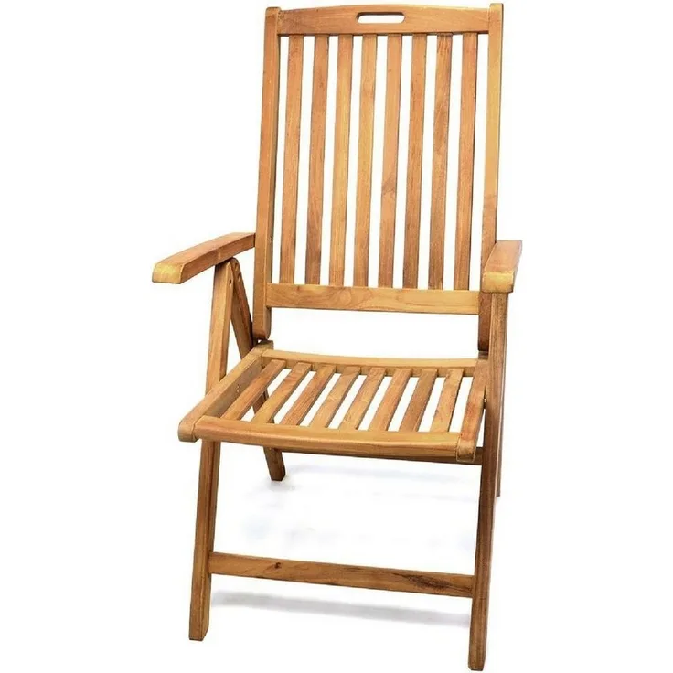 VCM Gartenstuhl Hochlehner Klappstuhl verstellbar Teak Holz