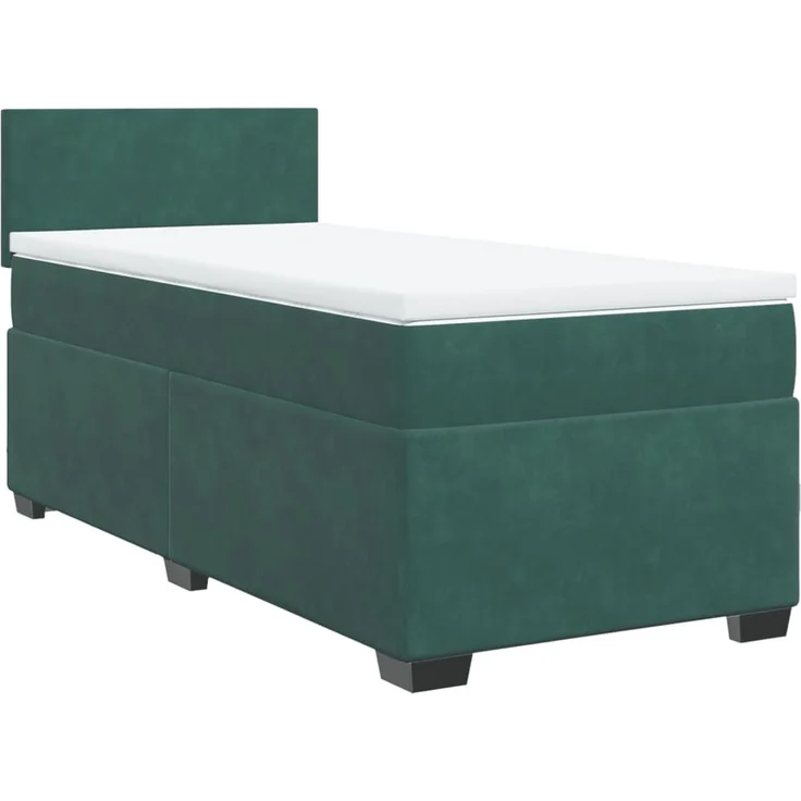 vidaXL Boxspringbett mit Matratze Dunkelgrün 90x190 cm Samt 3288483 – Bild 3