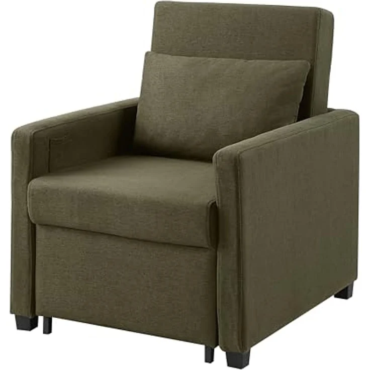 Atlantic Home Collection Schlafsessel Jerry, BxTxH: 74 x 89 x 89 cm, Liegefläche ca. 57x183 cm, mit Fernbedienungstasche, Grün, Polyester – Bild 1