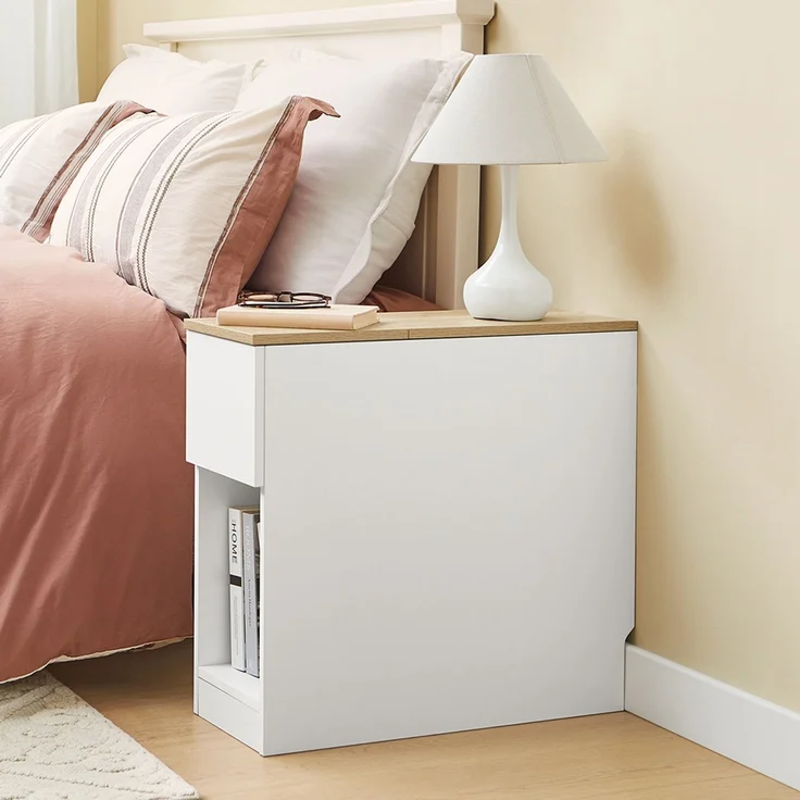 SoBuy FBT162-WN Nachttisch, Spanplatte, Melamin, Weiß, 65 x 60 x 40 cm – Bild 6